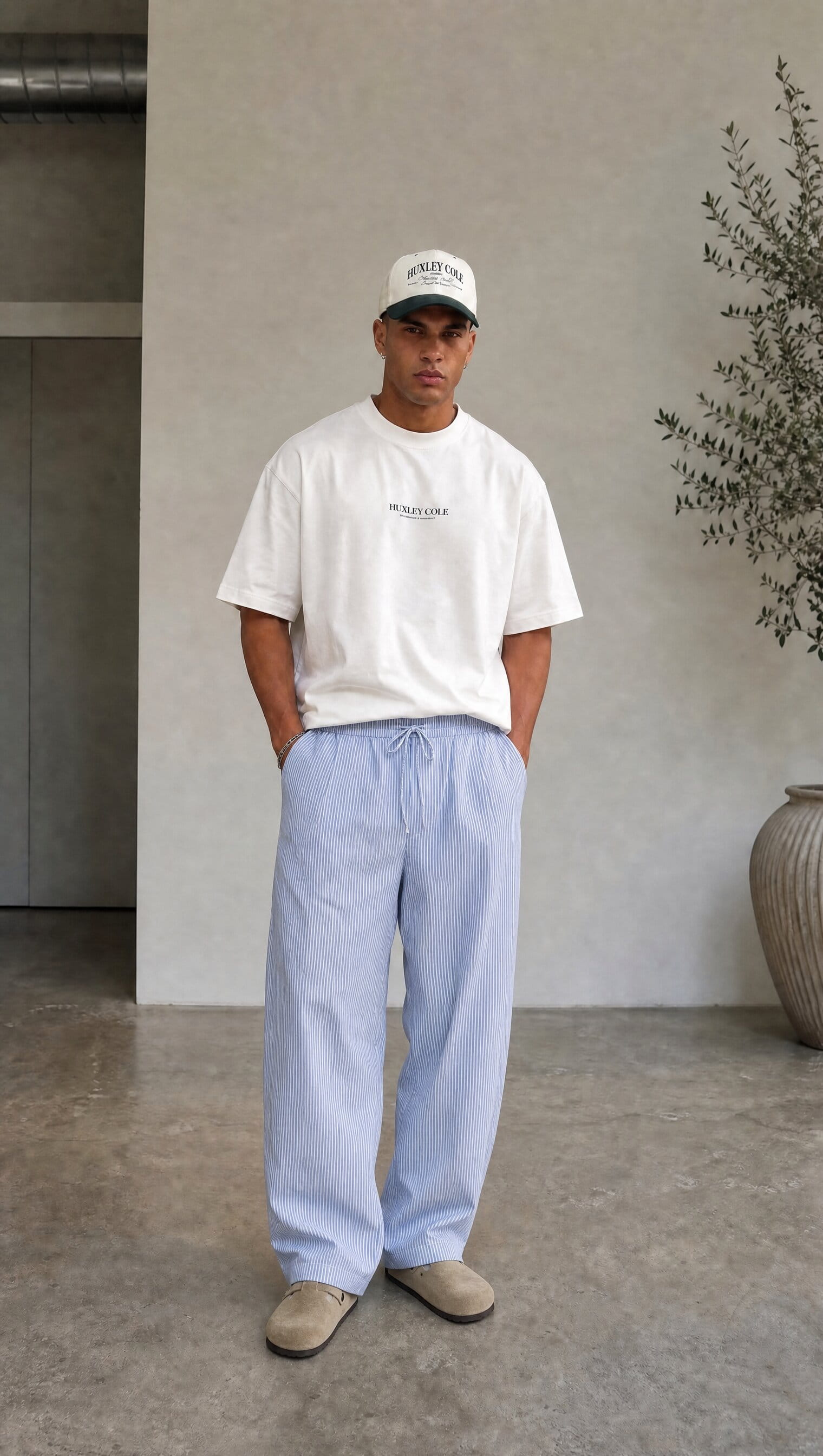 Euro Summer Pinstripe Barrel Pants
