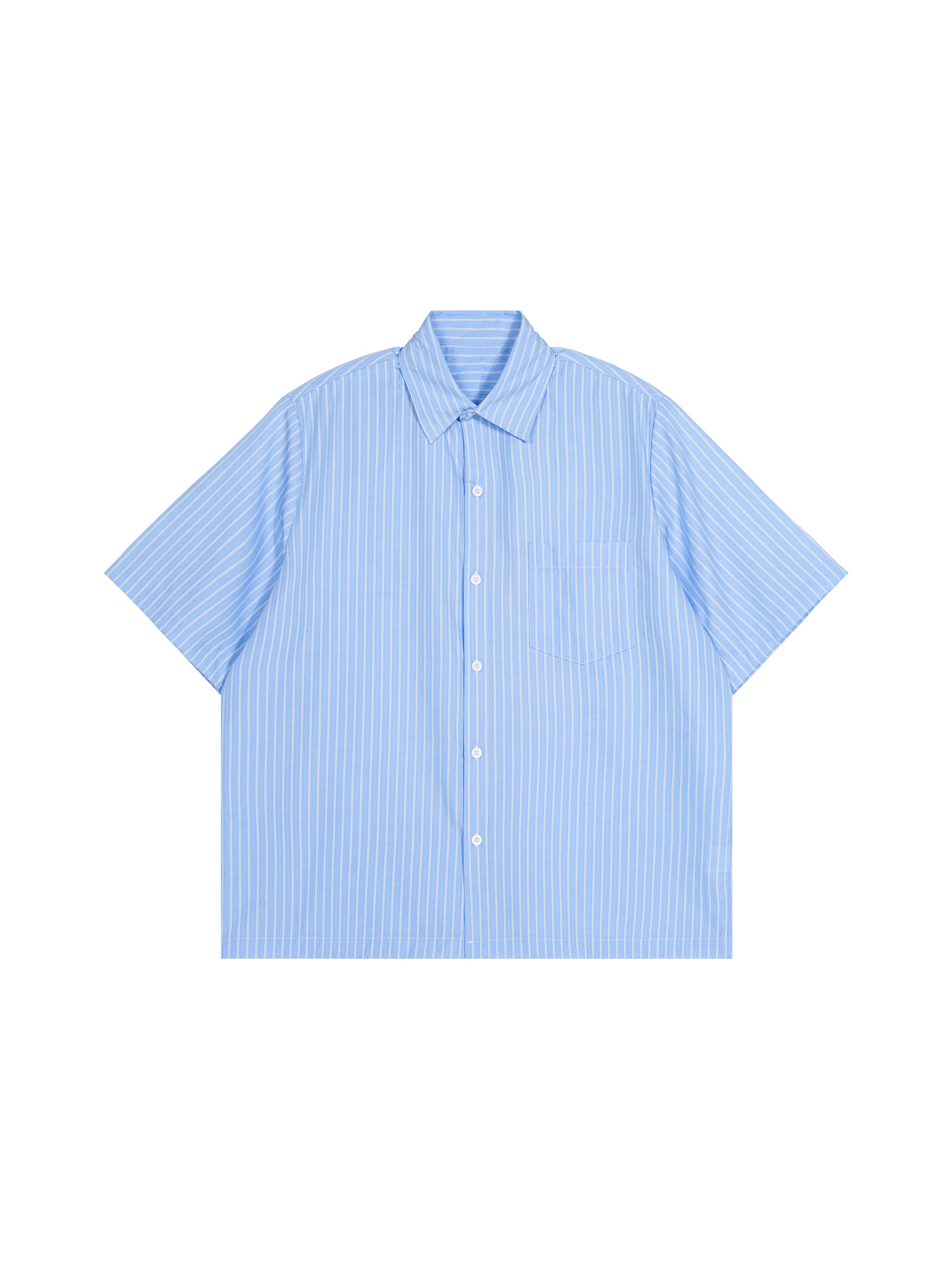 Striped Boxy Short Sleeve Shirt-5