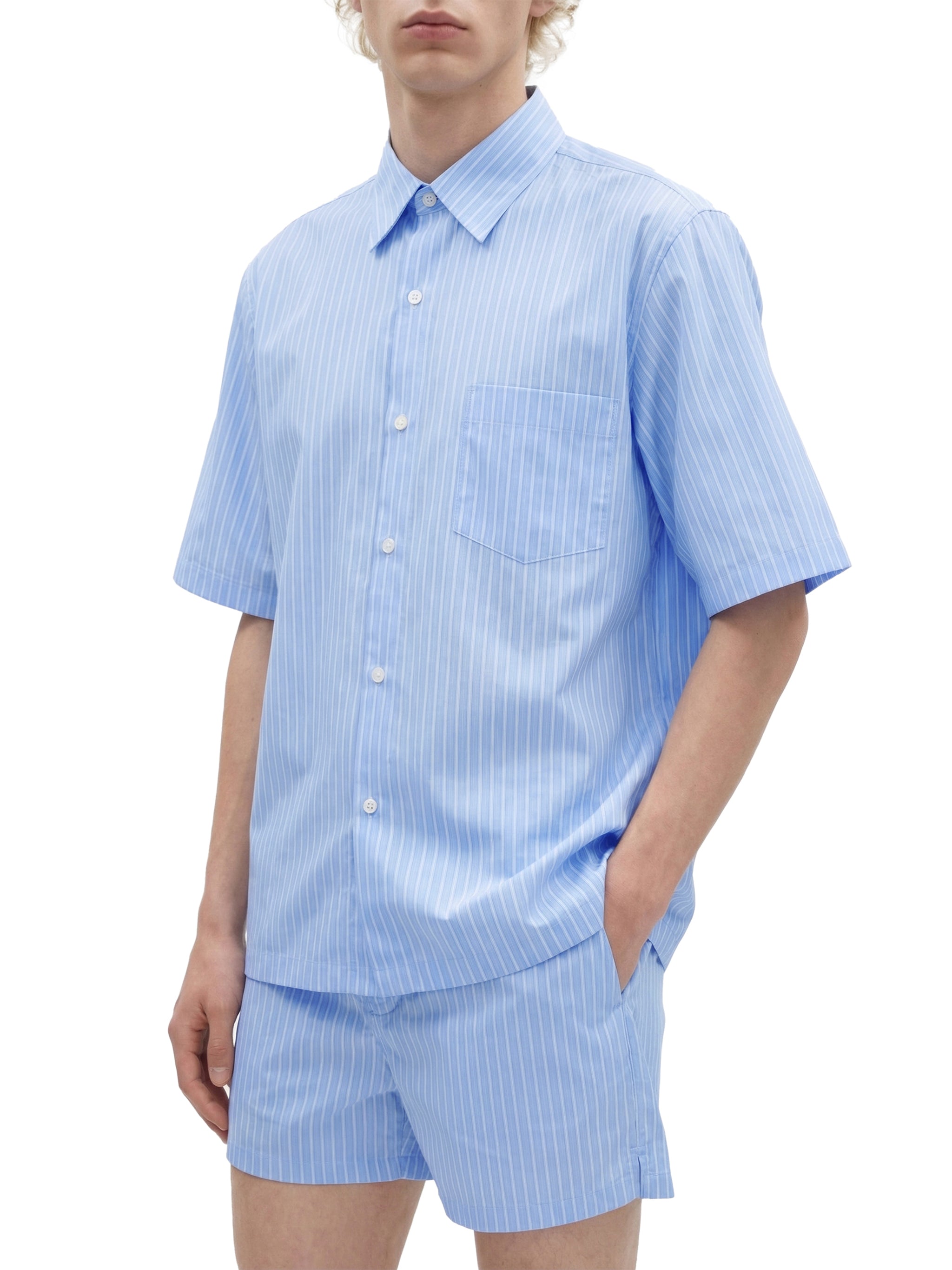 Striped Boxy Short Sleeve Shirt-10