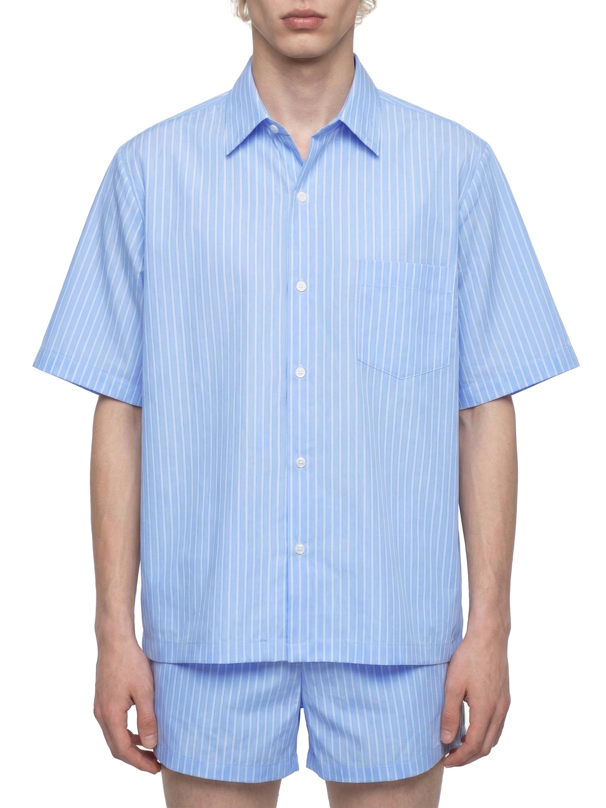 Striped Boxy Short Sleeve Shirt-7